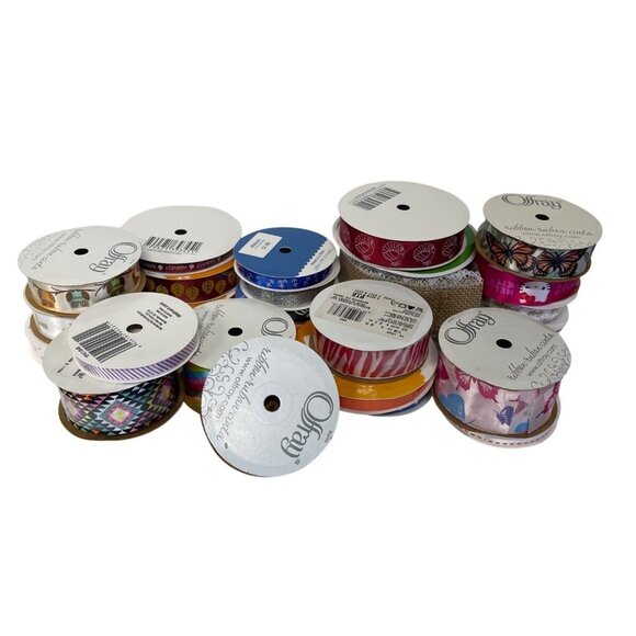Crafting Sewing Wreaths Decorative Ribbon Lot Various Patterns Colors - Picture 1 of 7